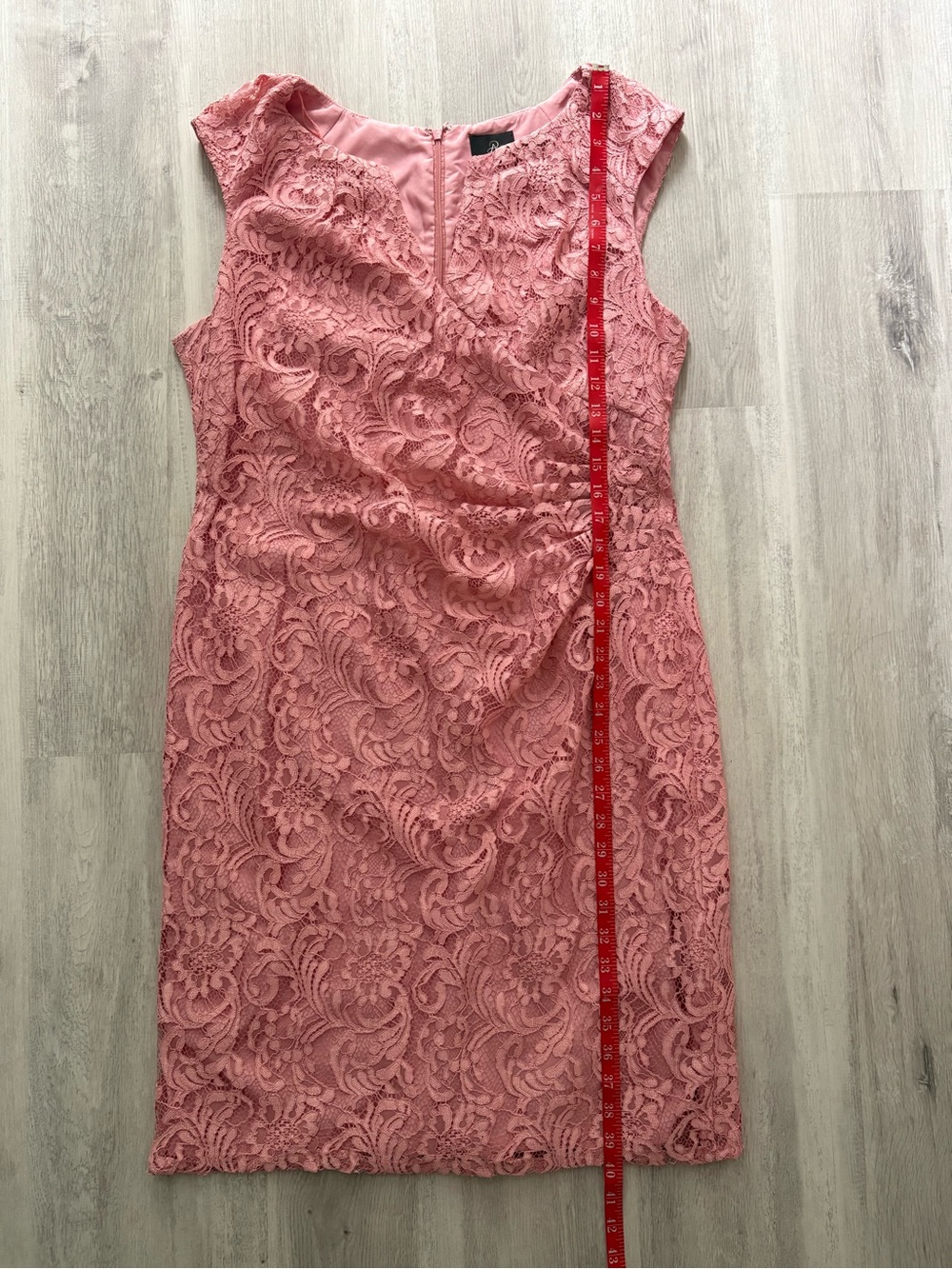 Adrianna Papell Split Neck Fully Pink Lace Dress Size 14 - Picture 17 of 17
